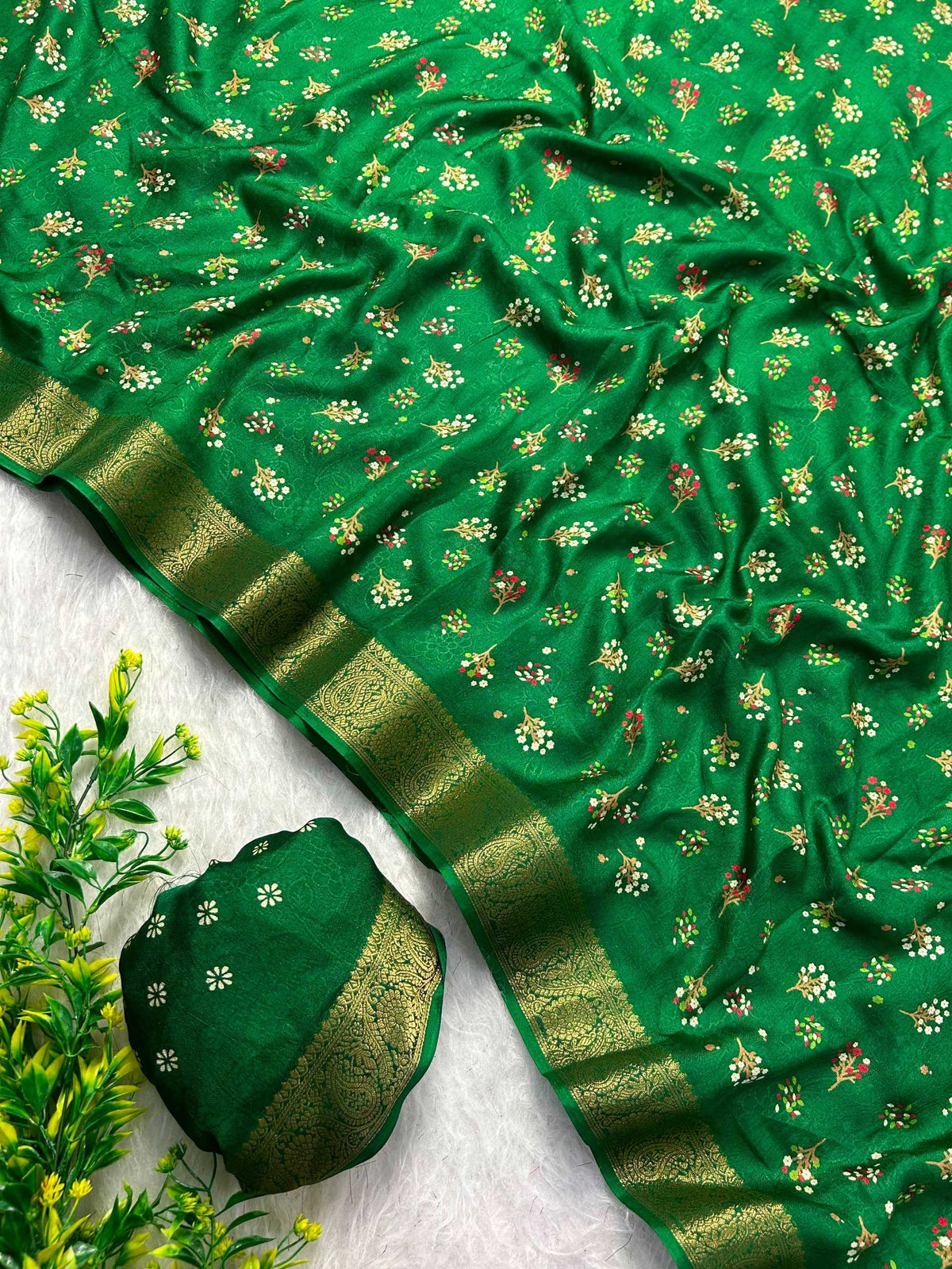 Ching Dull Moss Designer Saree