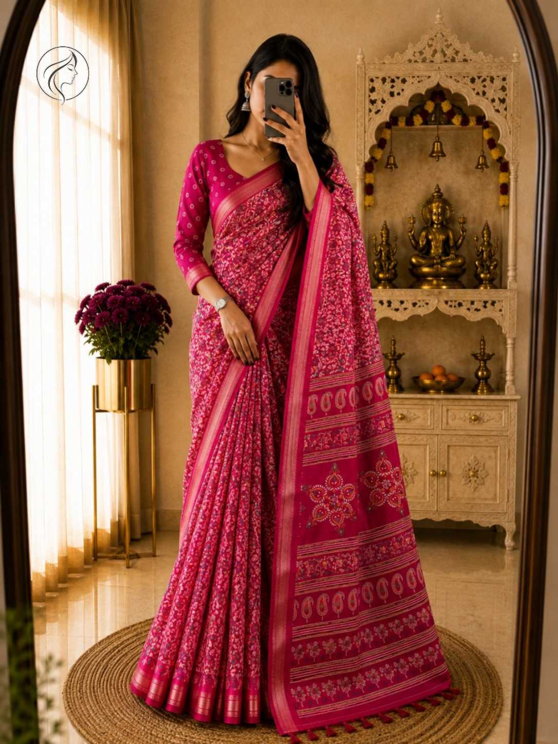 Heavy Dull Moss Designer Saree