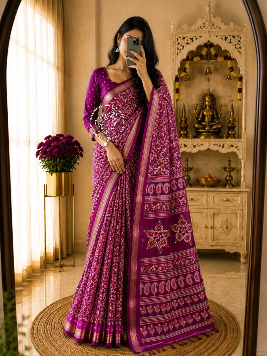 Heavy Dull Moss Designer Saree