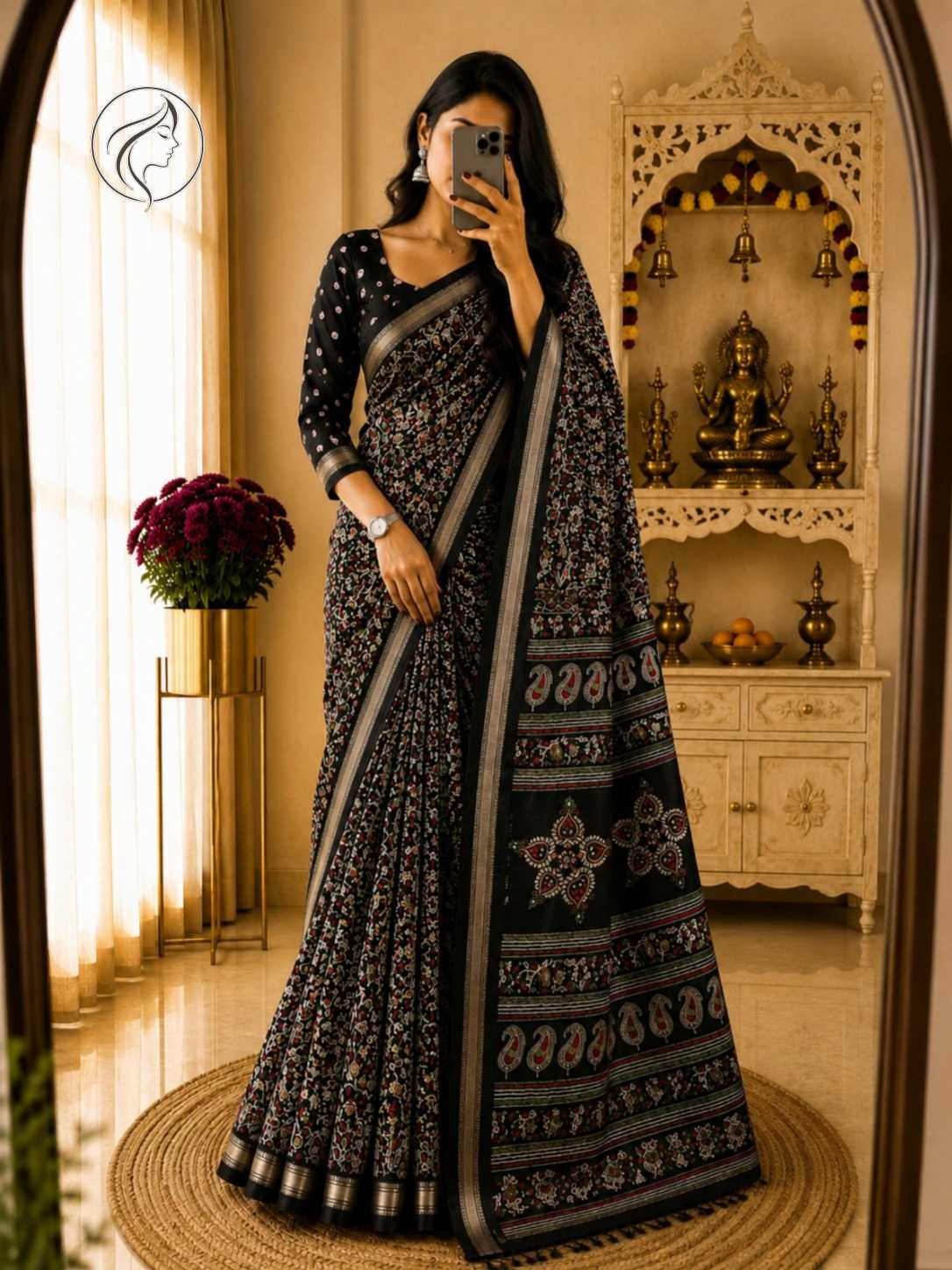 Heavy Dull Moss Designer Saree