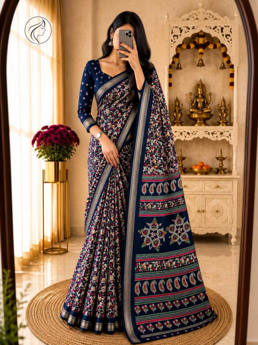 Heavy Dull Moss Designer Saree