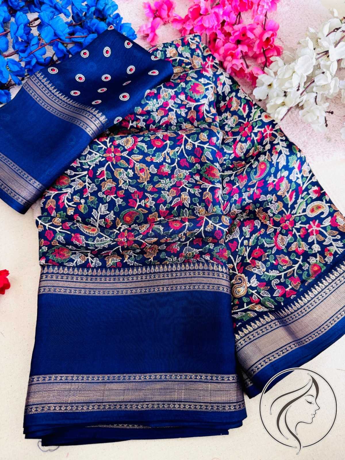 Heavy Dull Moss Designer Saree