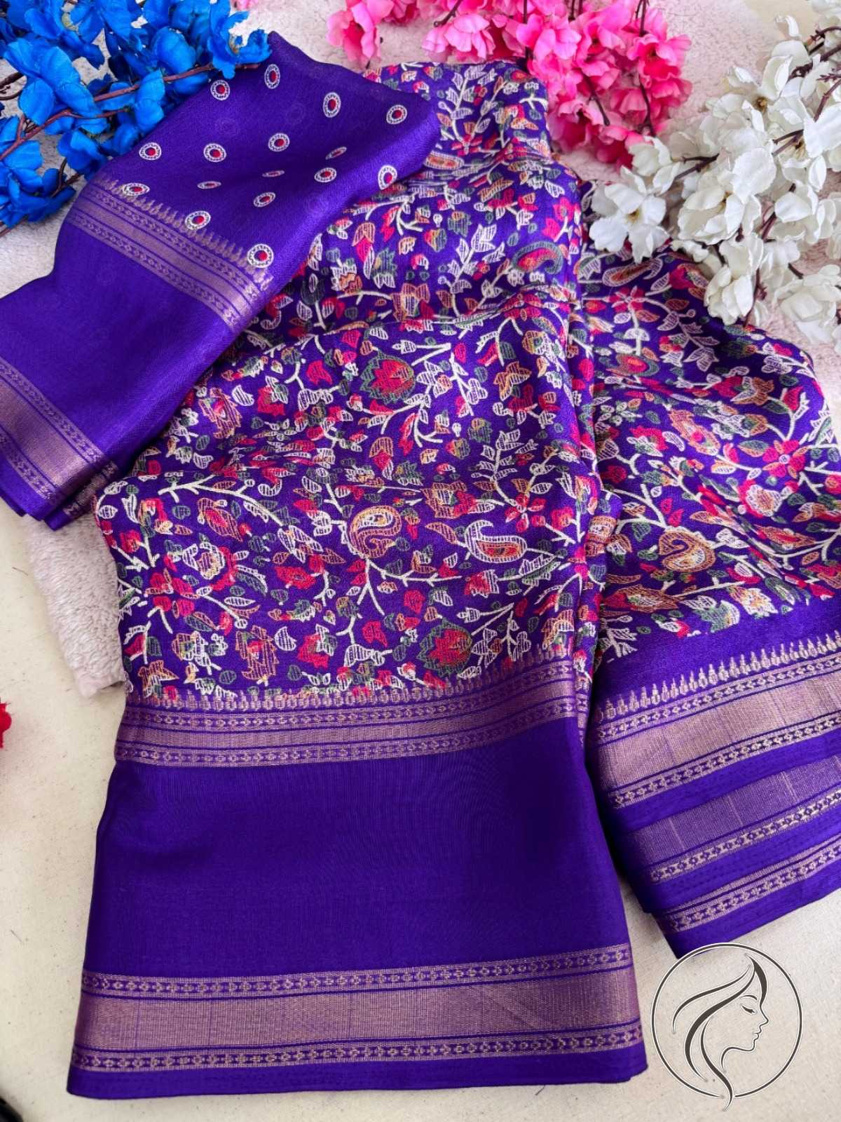 Heavy Dull Moss Designer Saree