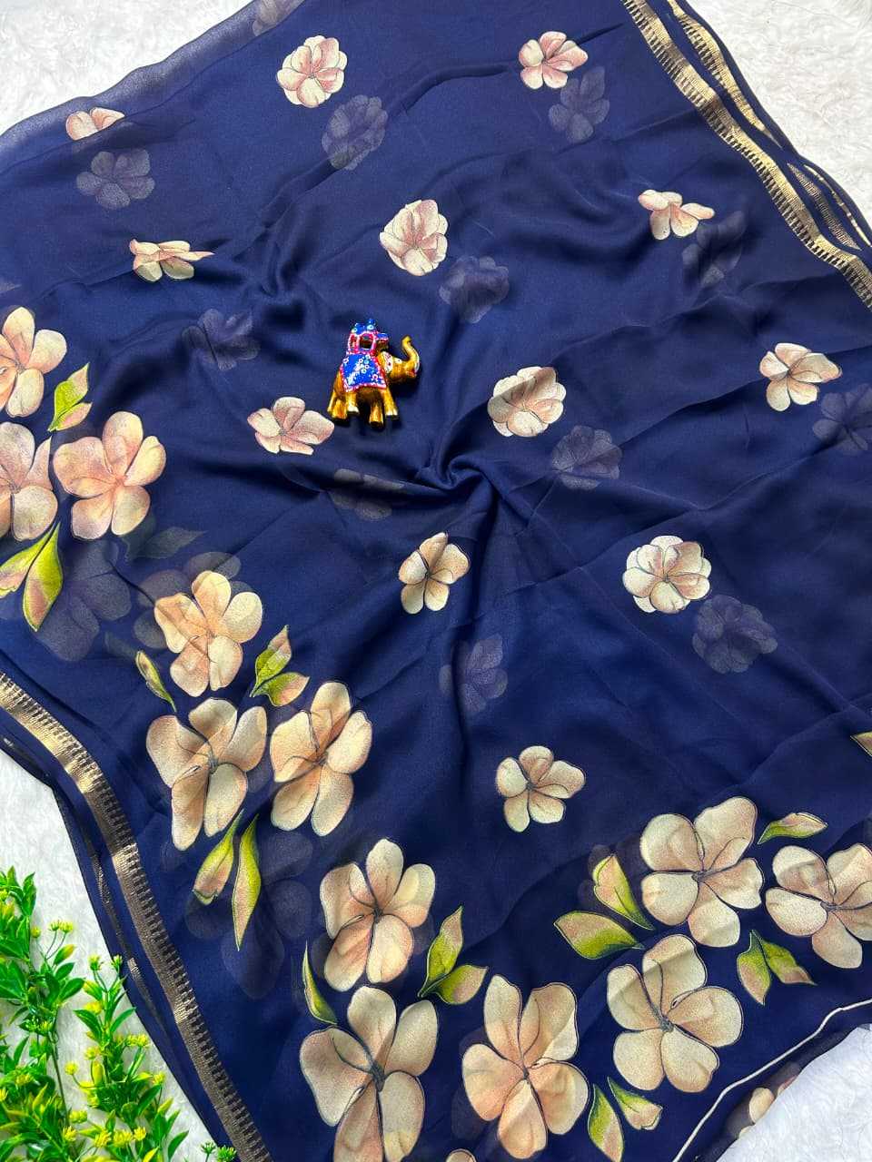 Kari Dull Moss Designer Saree
