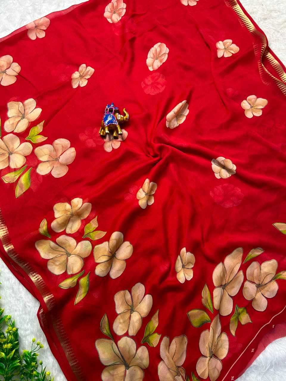 Kari Dull Moss Designer Saree