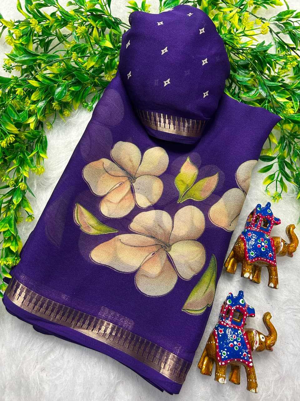 Kari Dull Moss Designer Saree