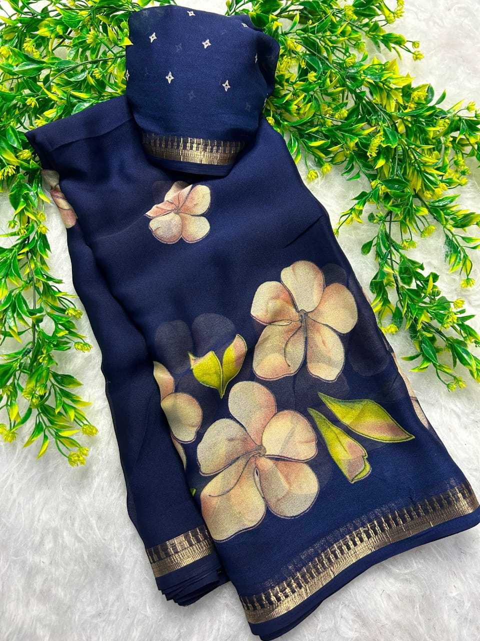 Kari Dull Moss Designer Saree