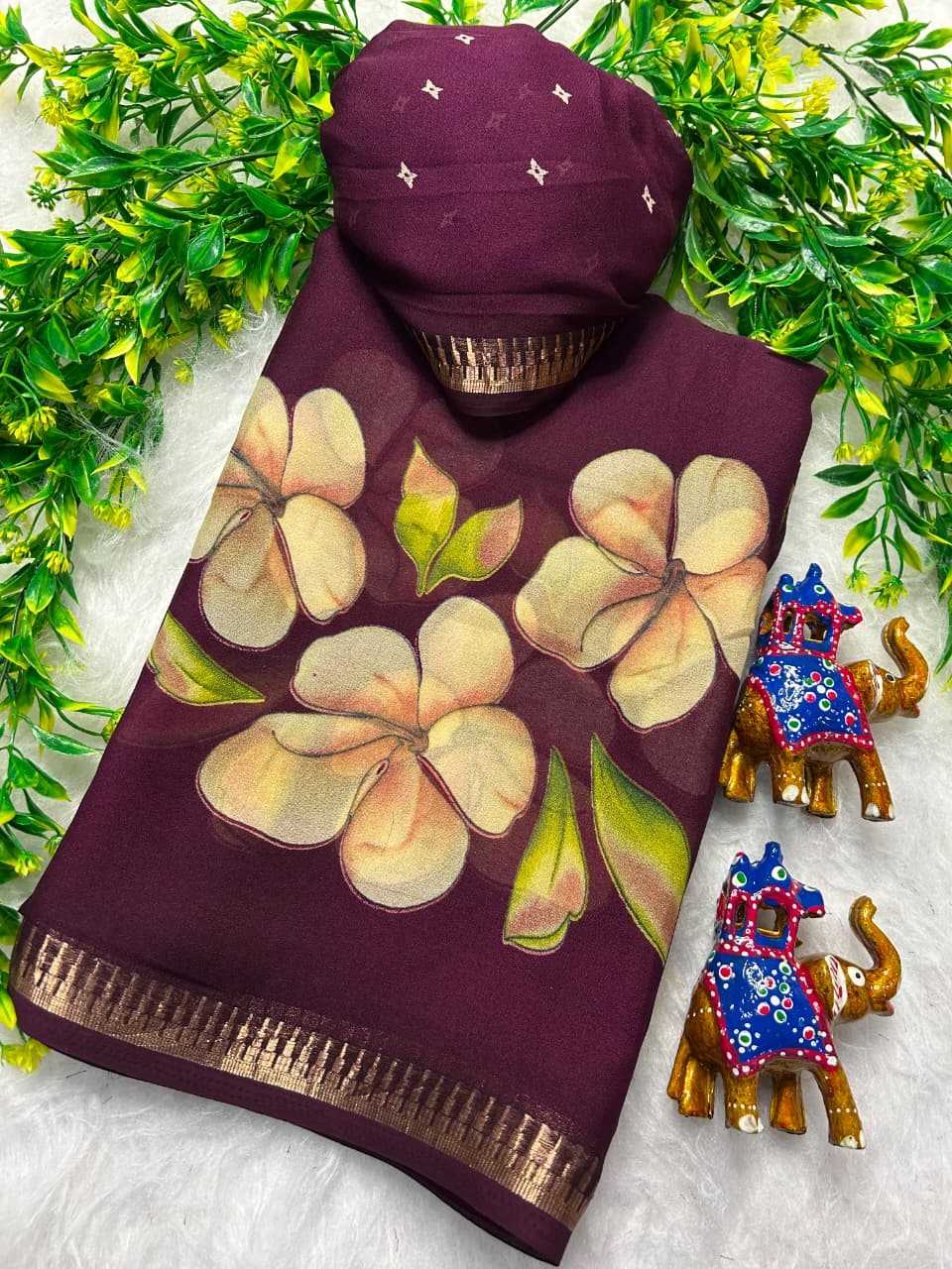 Kari Dull Moss Designer Saree