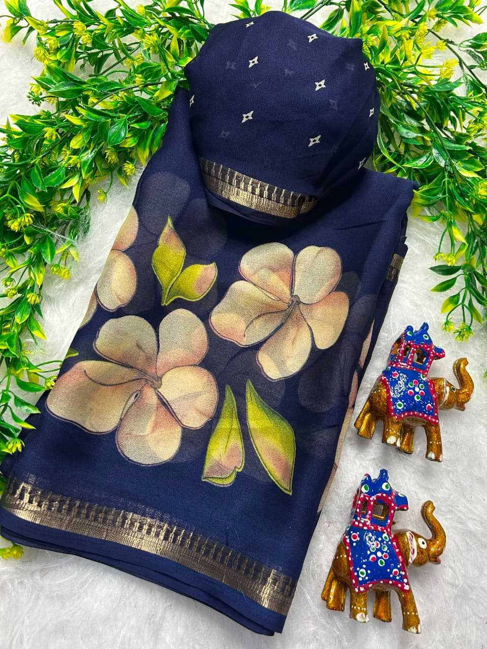 Kari Dull Moss Designer Saree