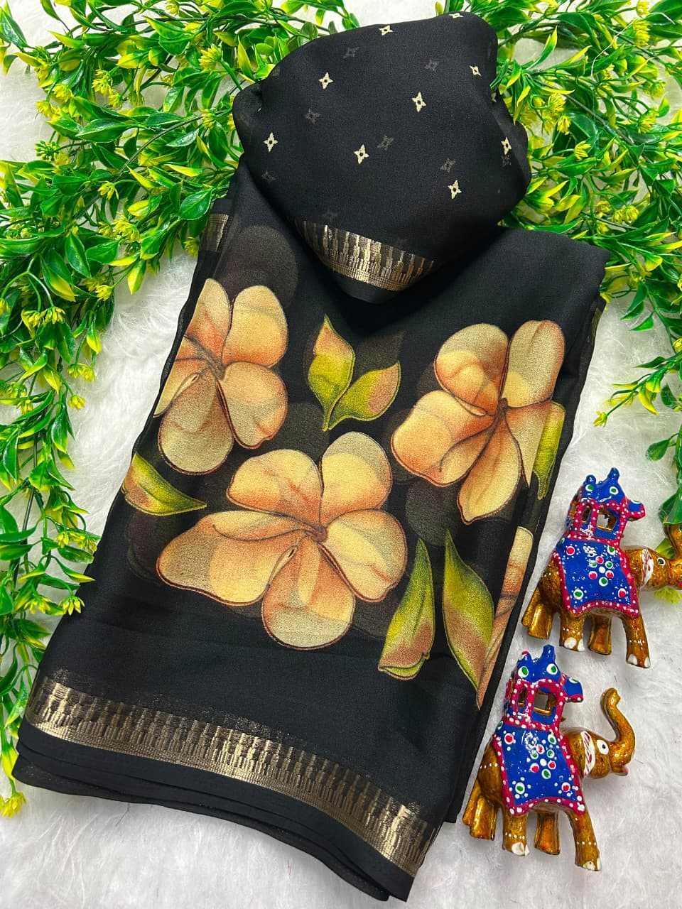 Kari Dull Moss Designer Saree