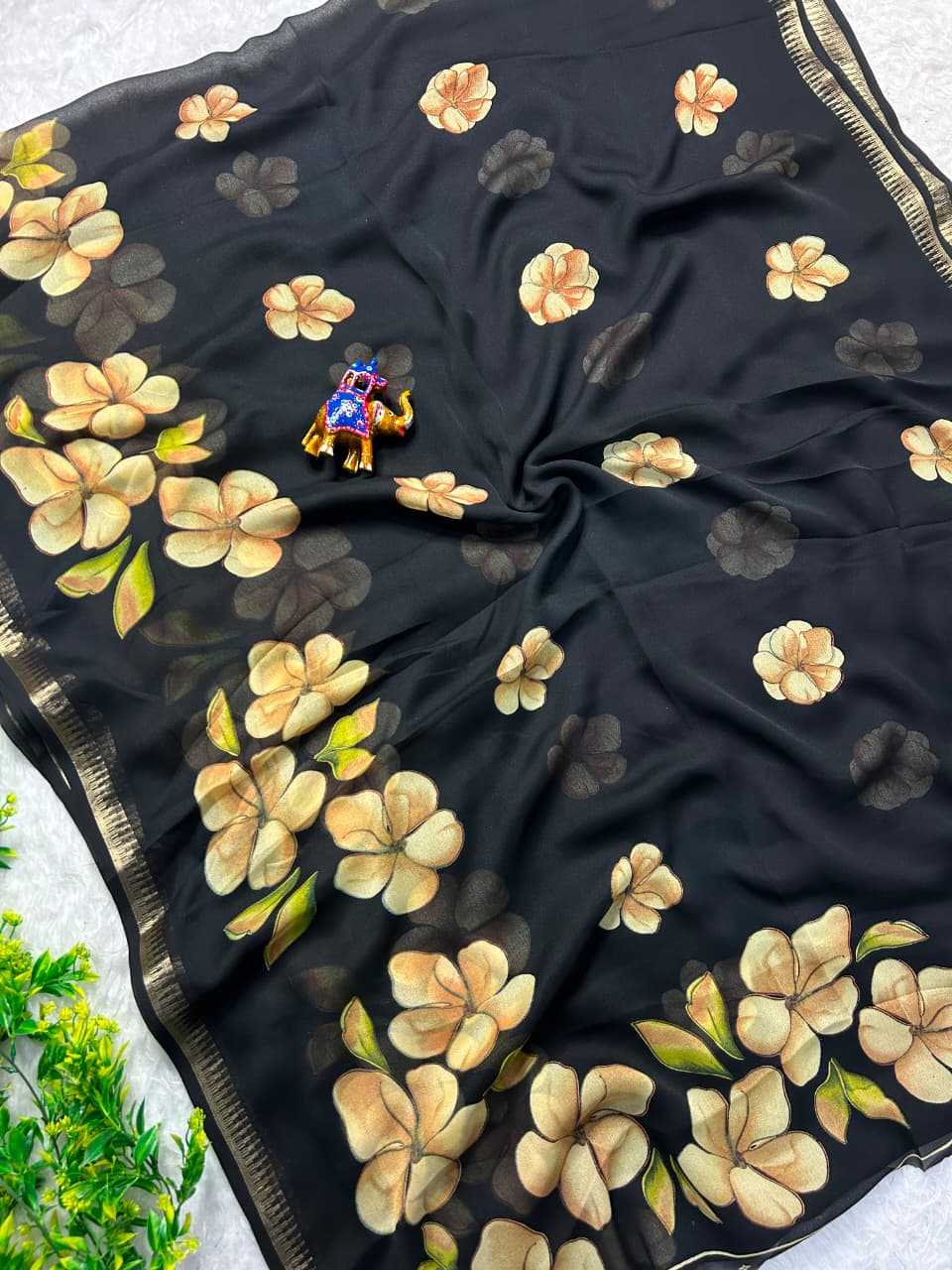 Kari Dull Moss Designer Saree