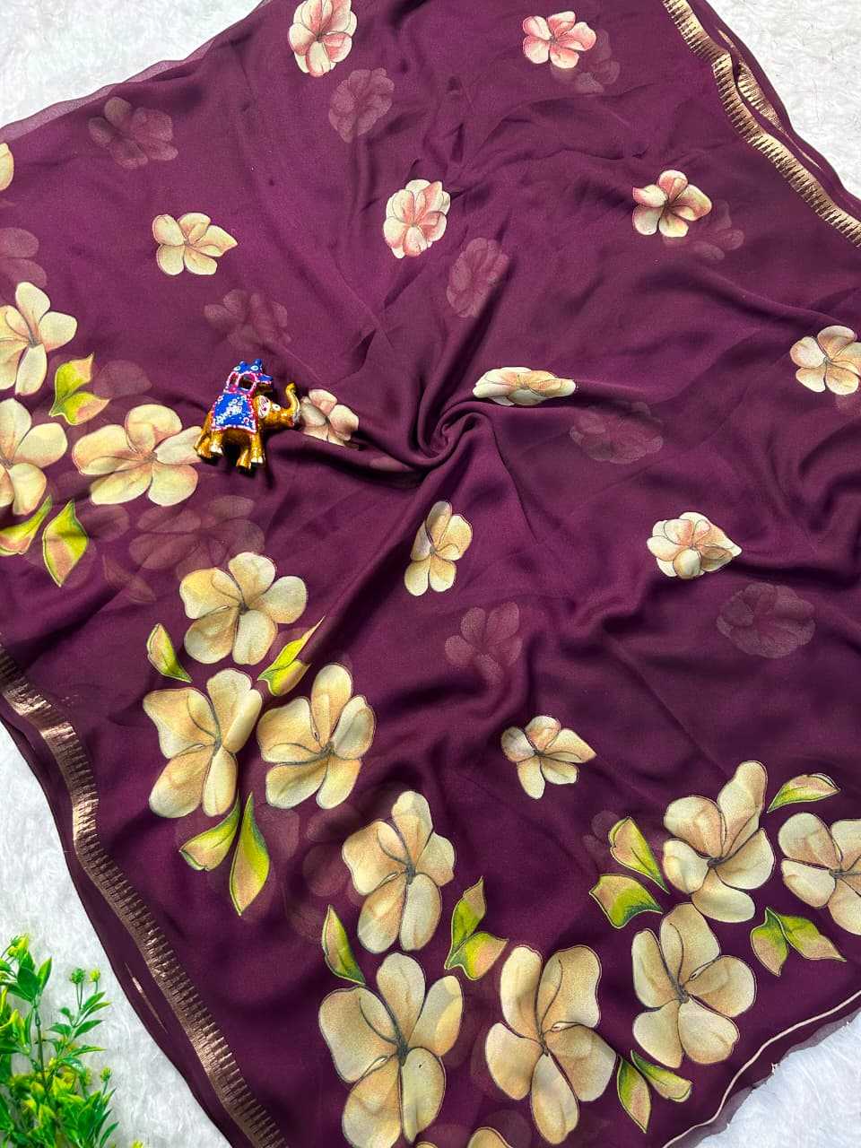 Kari Dull Moss Designer Saree