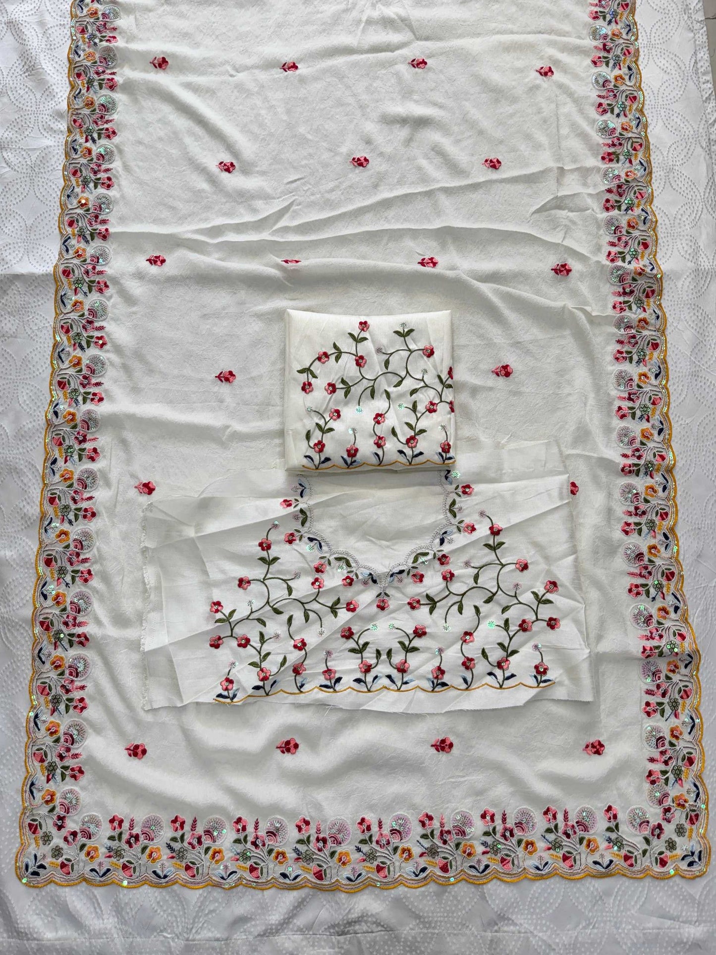 Crush Silk Embroidered Saree