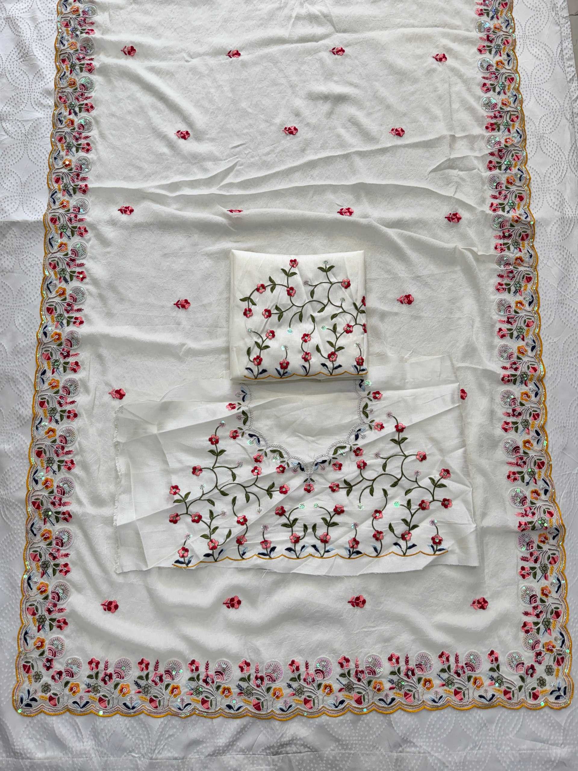 Crush Silk Embroidered Saree