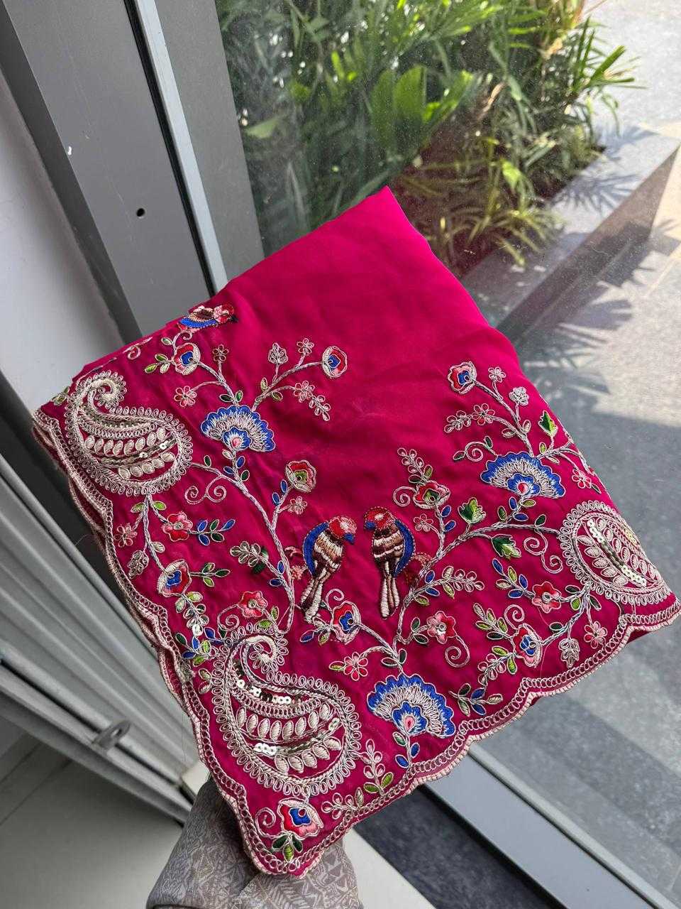 Tabby Silk Designer Saree in Maroon
