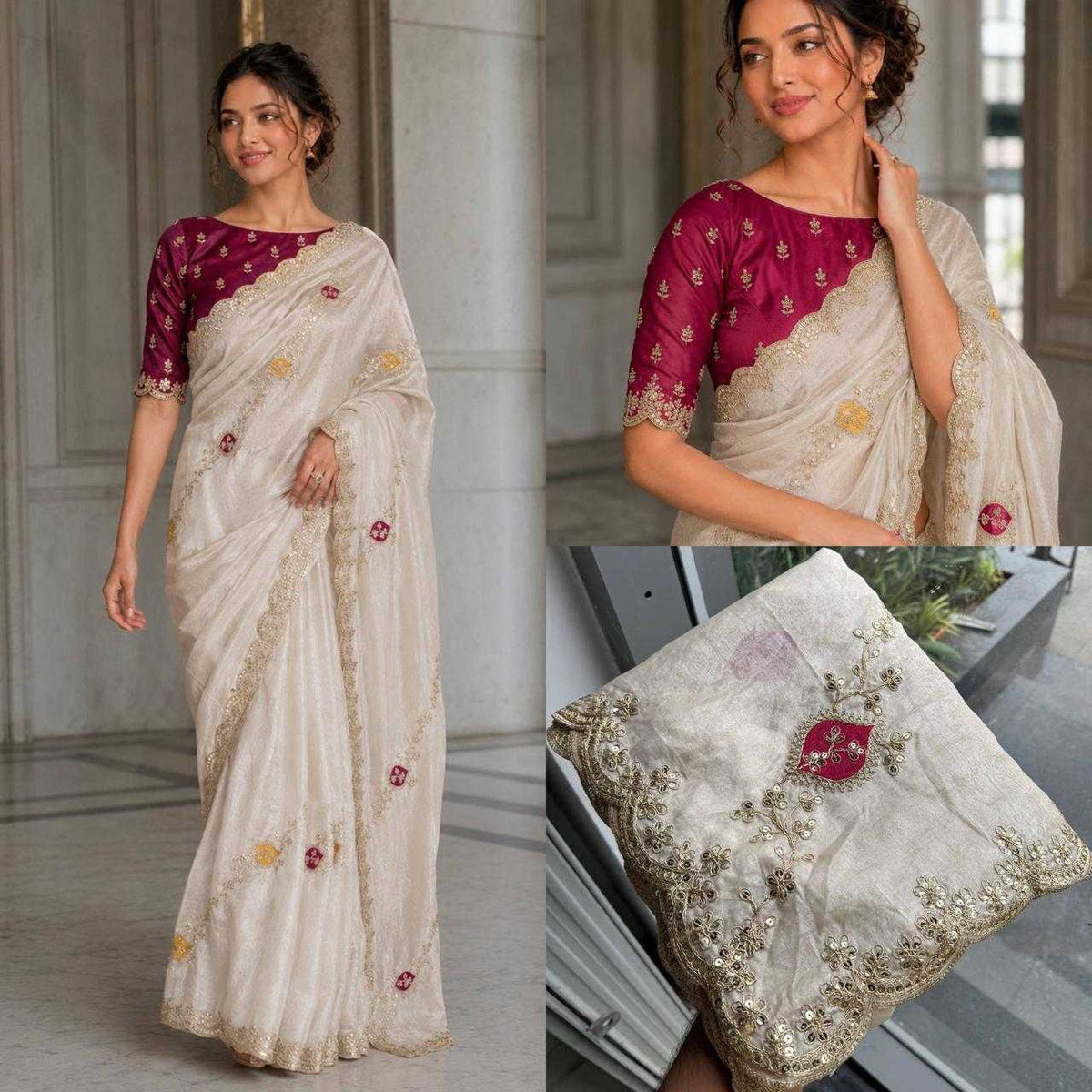 Ekta Satin Embroidered Saree