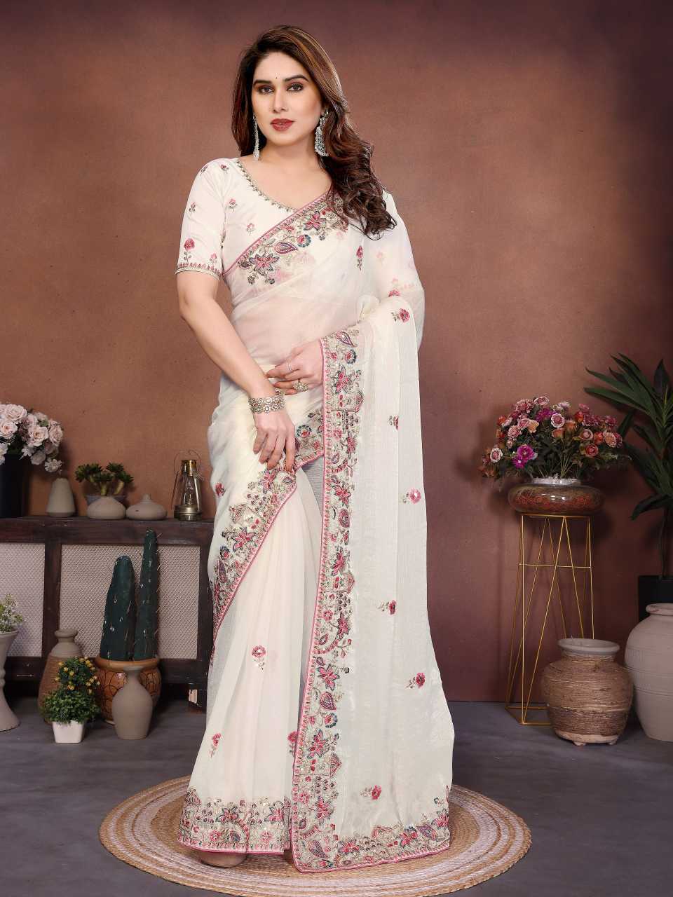 Chiffon Embroidered Saree