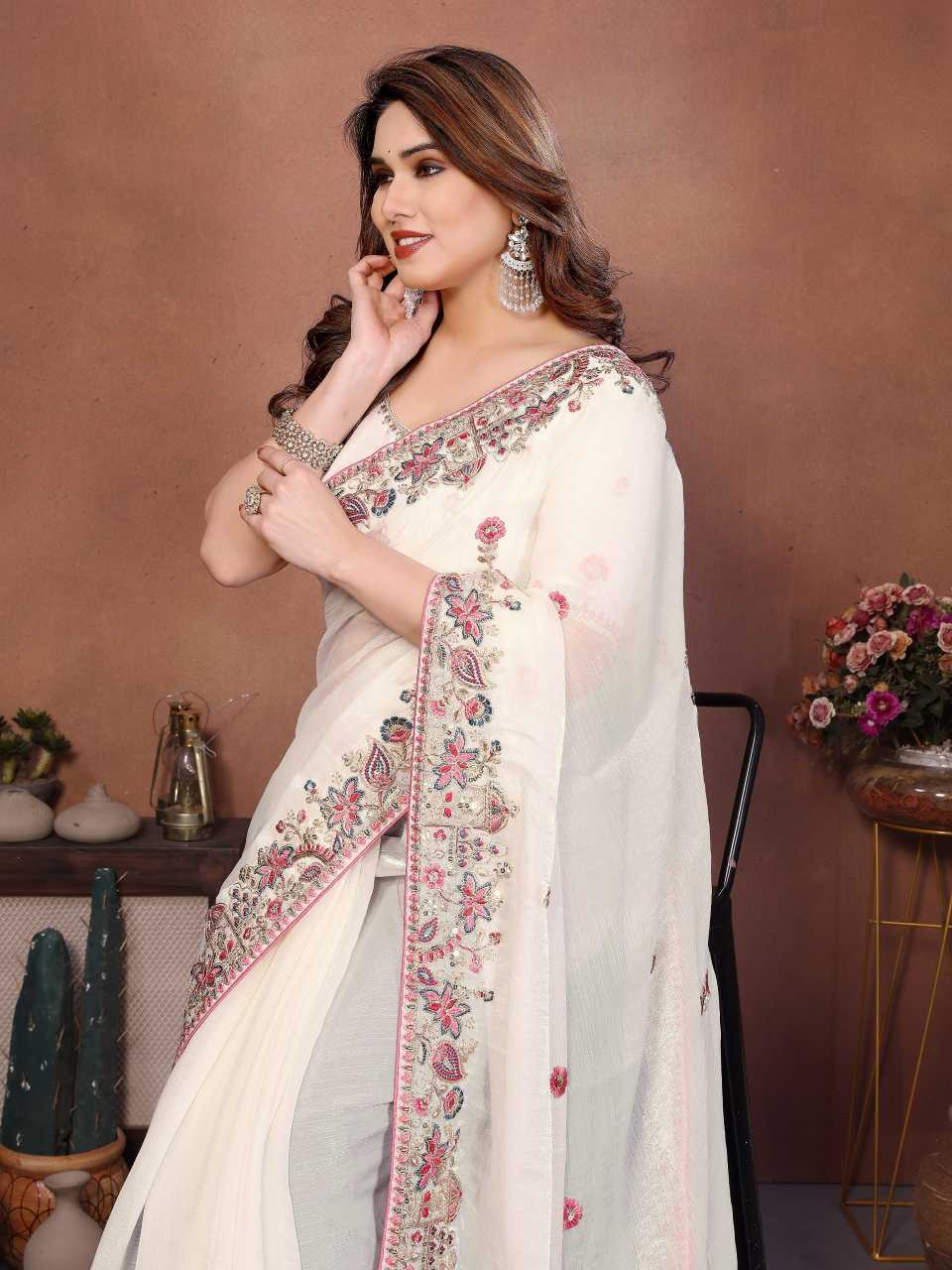 Chiffon Embroidered Saree