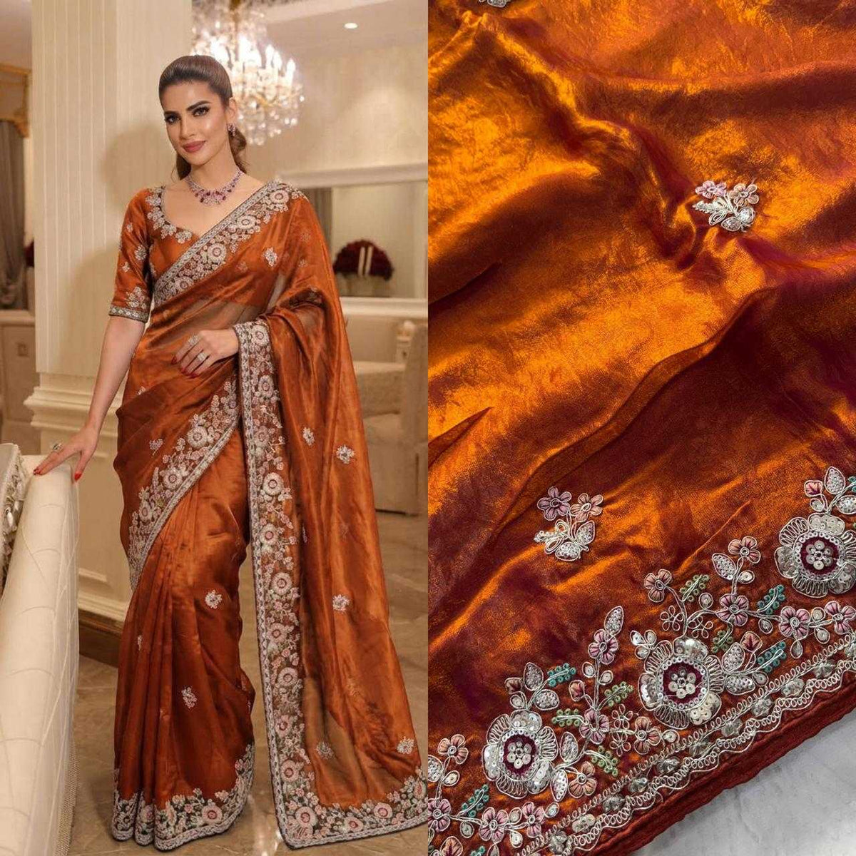 Soft Tissue Party Wear Saree