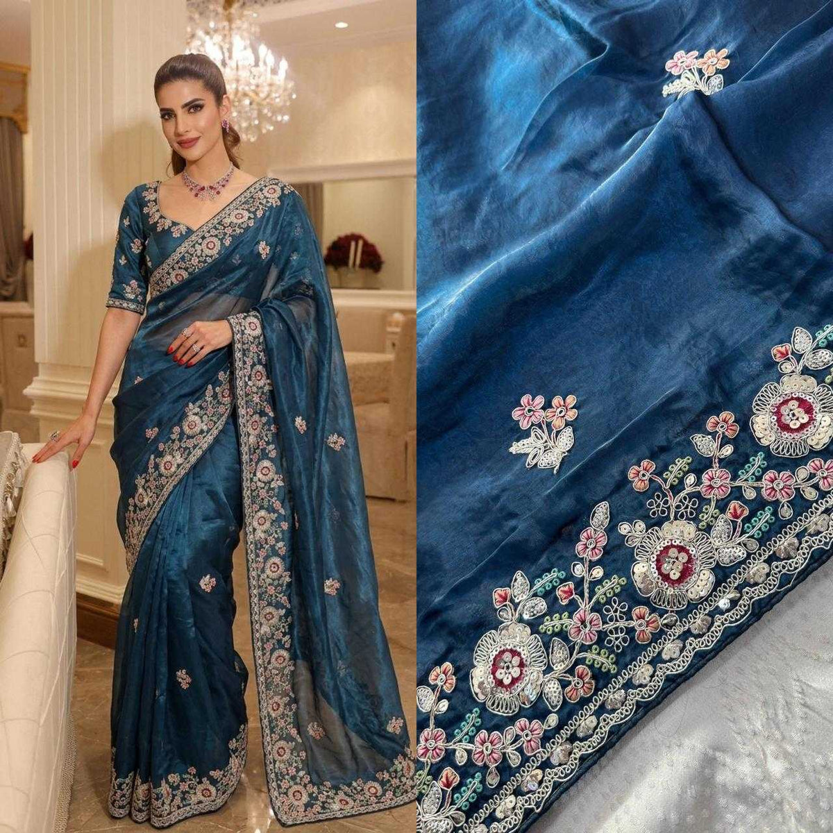 Soft Tissue Party Wear Saree
