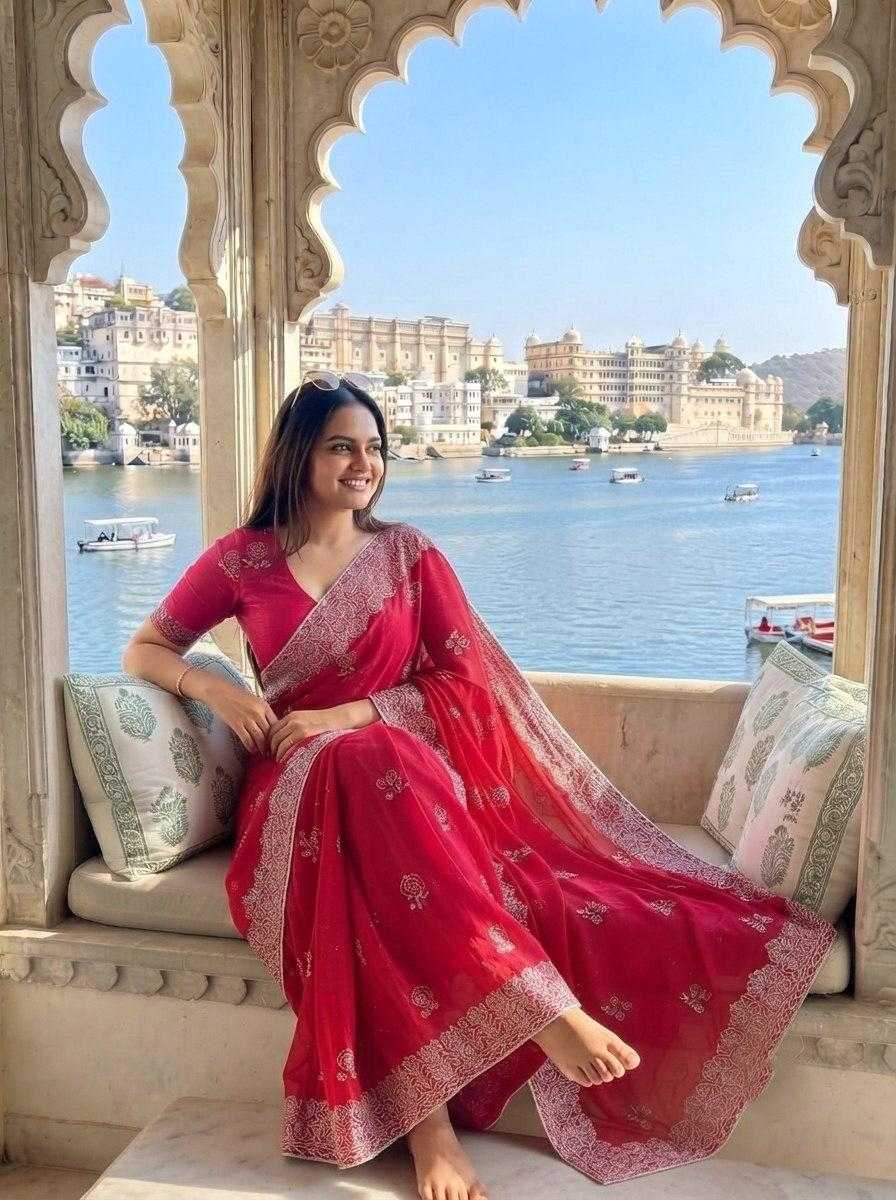 Chiffon Designer Silk Saree