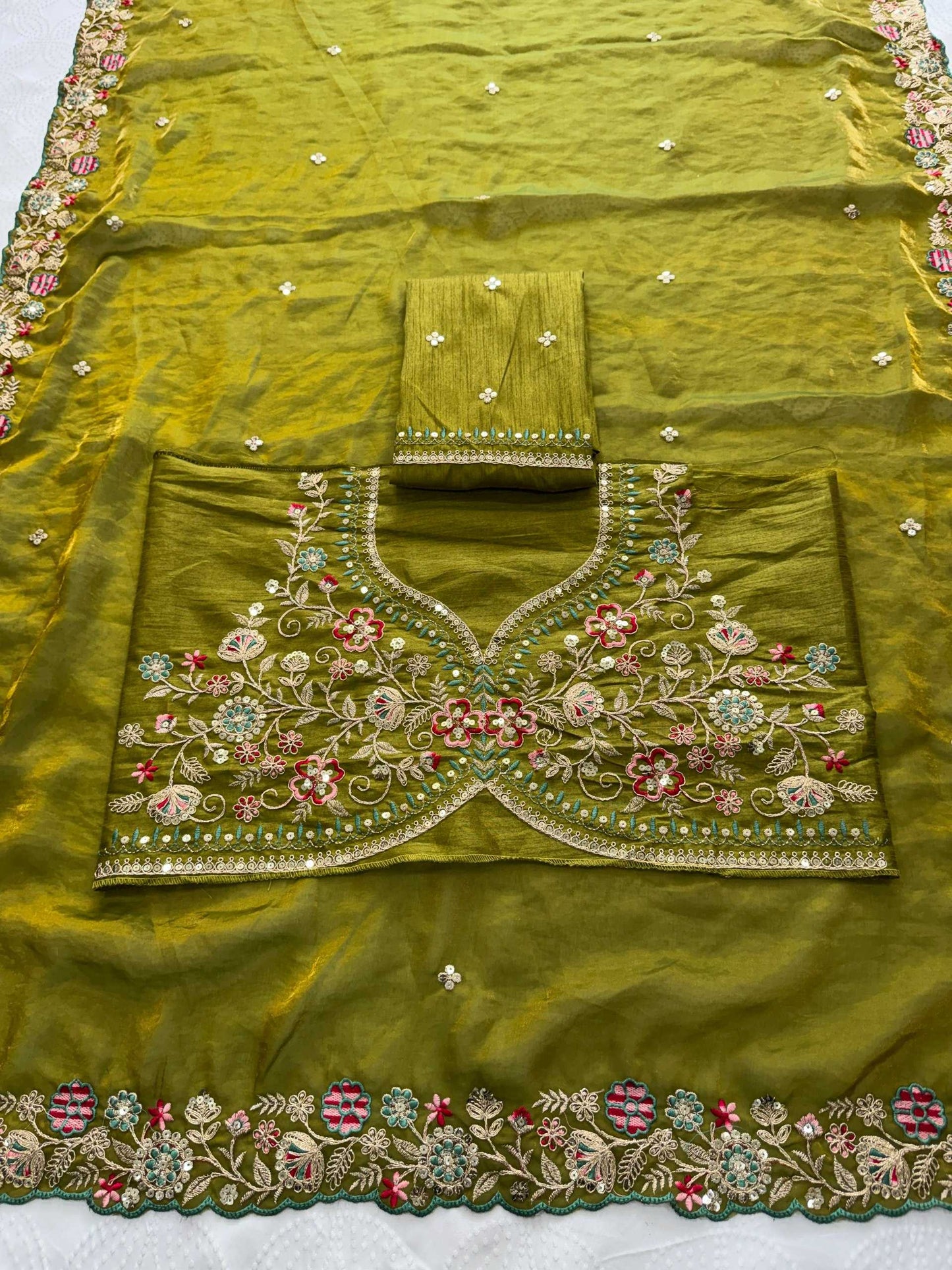 Satin Silk Cutwork Saree