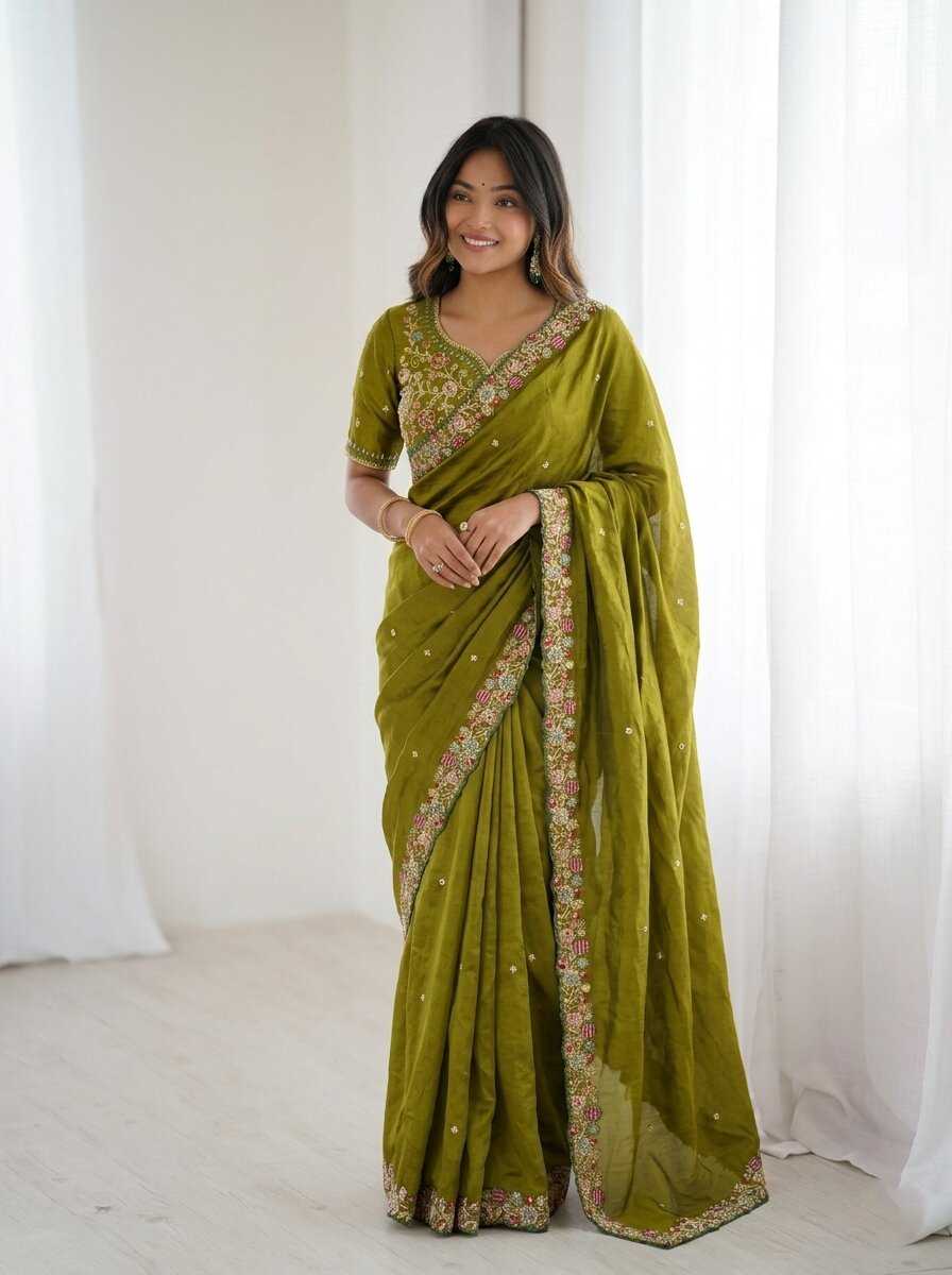 Satin Silk Cutwork Saree