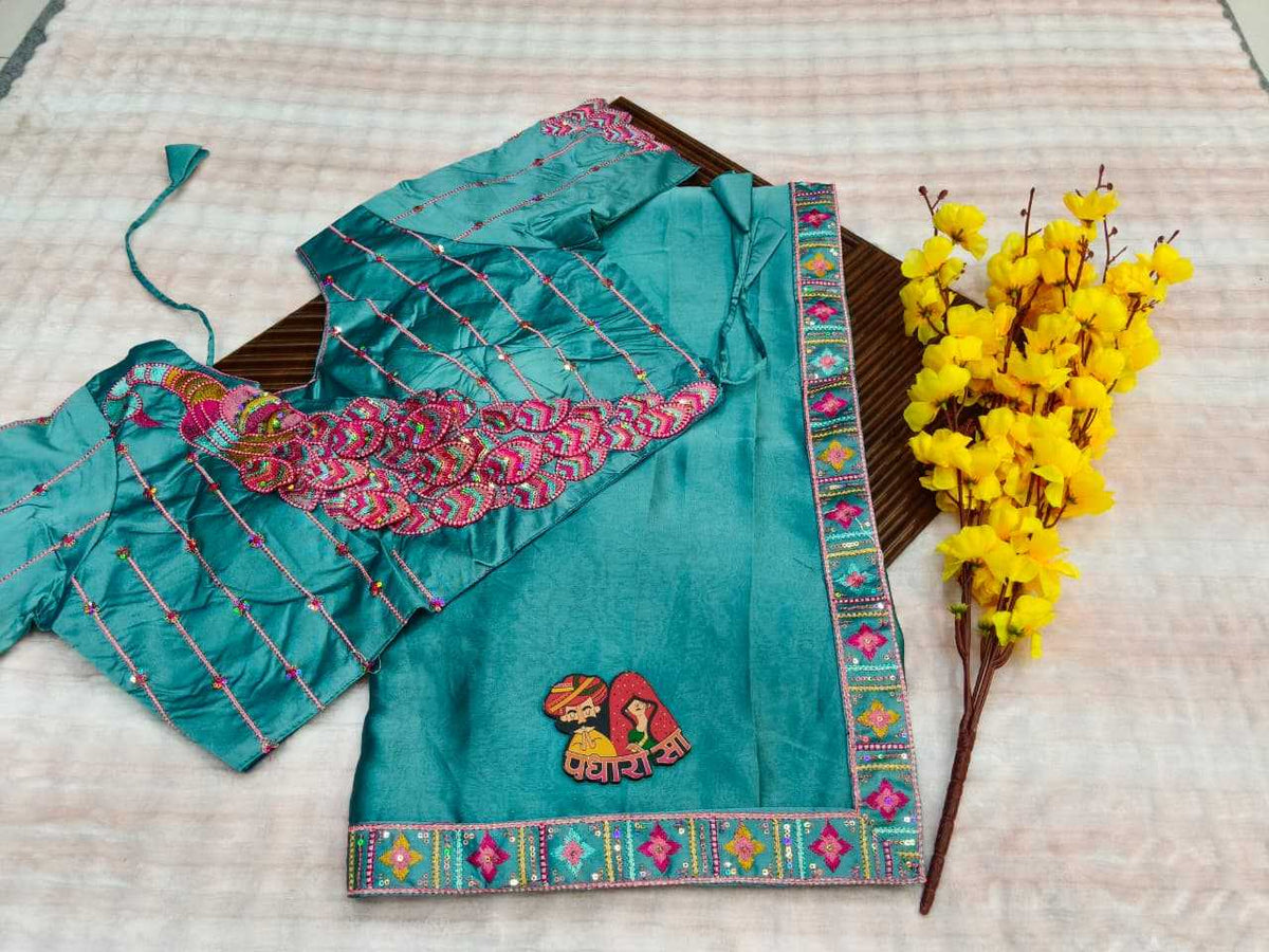 Rangoli Silk Designer Saree in Sky