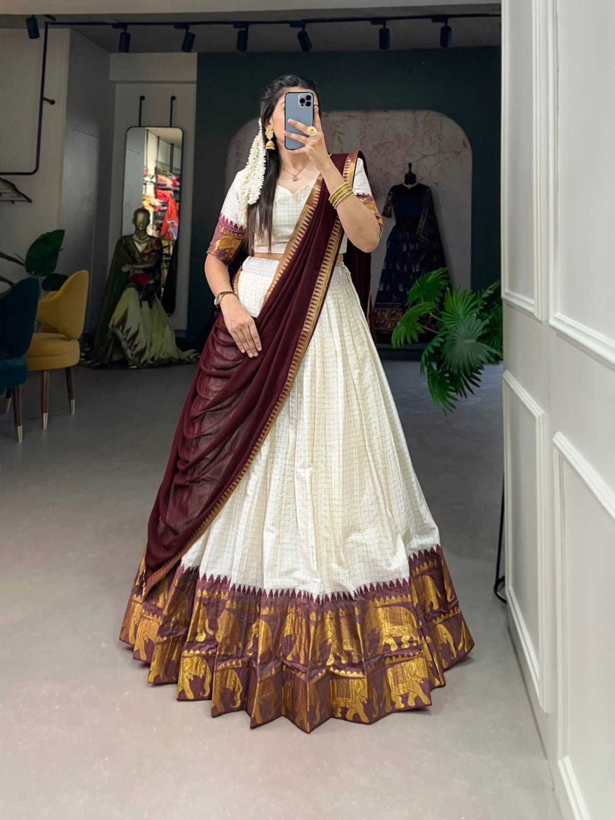 Chex Poly Cotton Designer Lehenga Choli