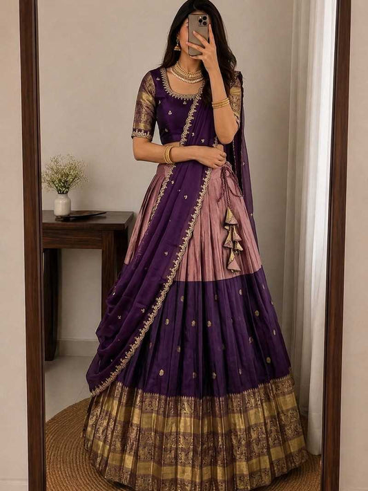 Full Kanjivaram Silk Designer Lehenga