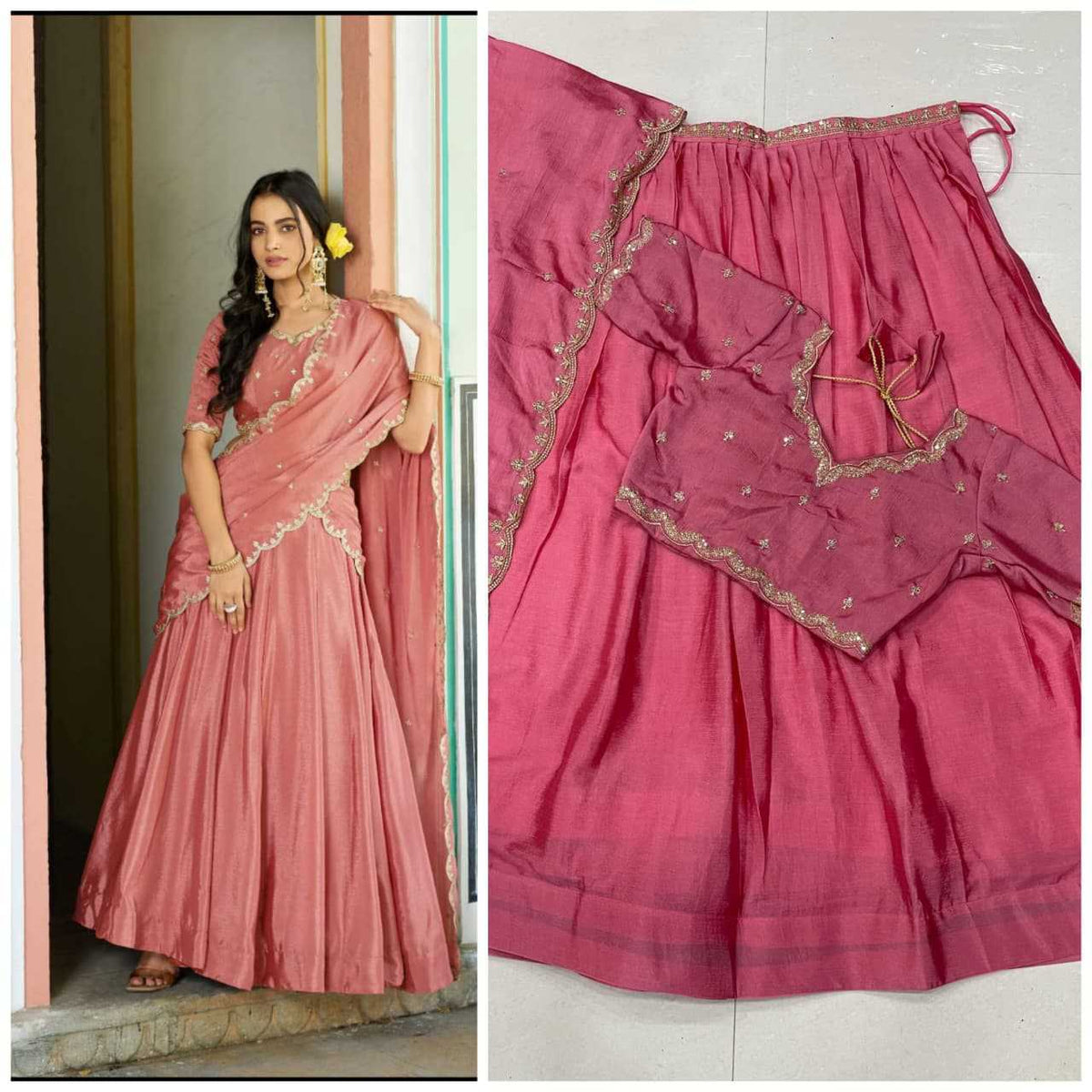 Chinon Silk Designer Lehenga