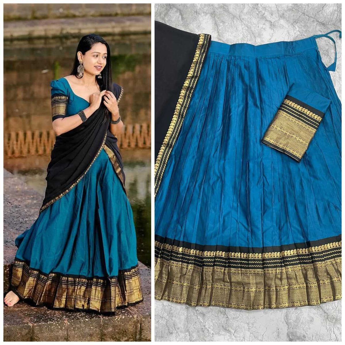 Kanjivaram Silk Designer Lehenga in Green