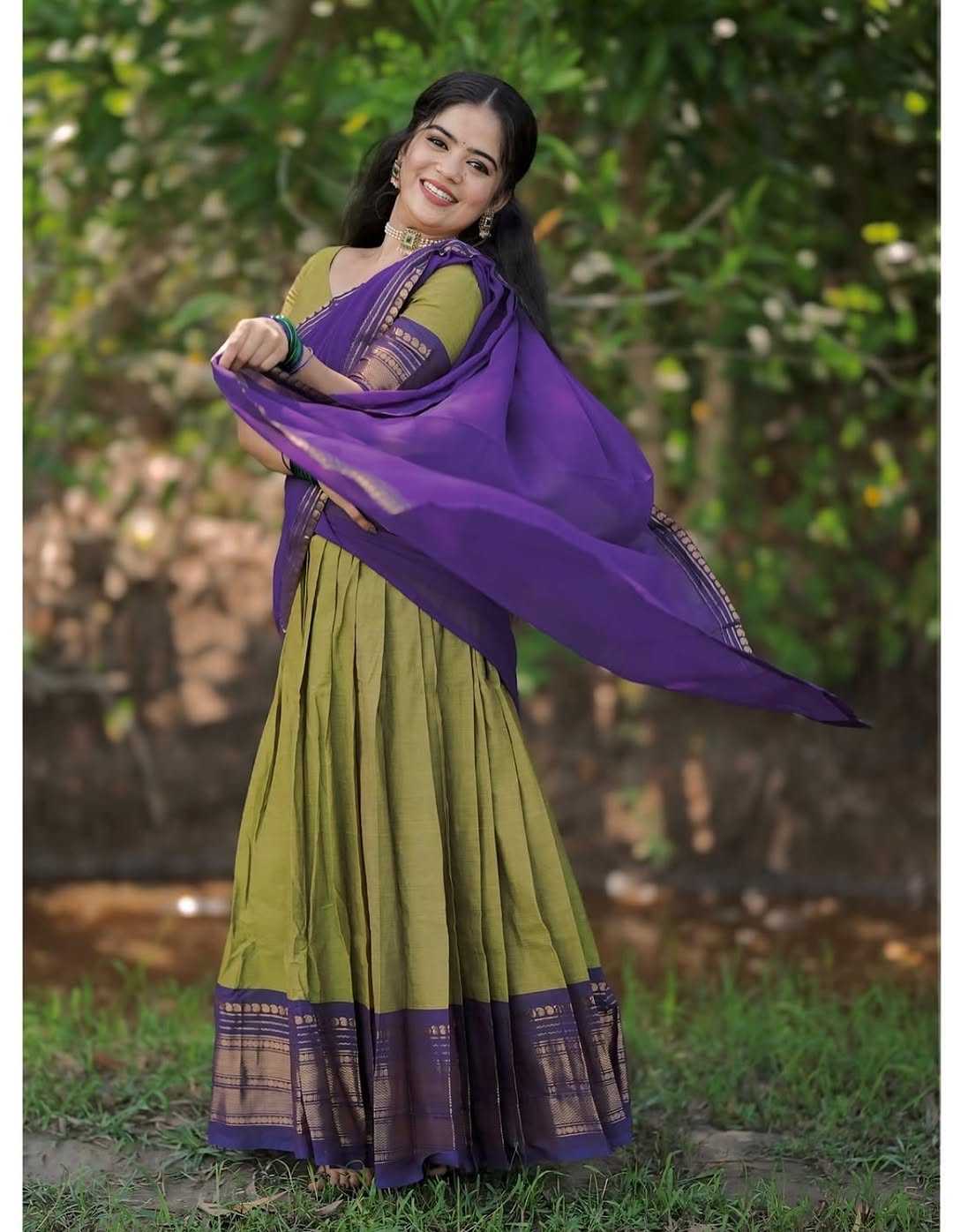 Kanjivaram Silk Designer Lehenga in Green