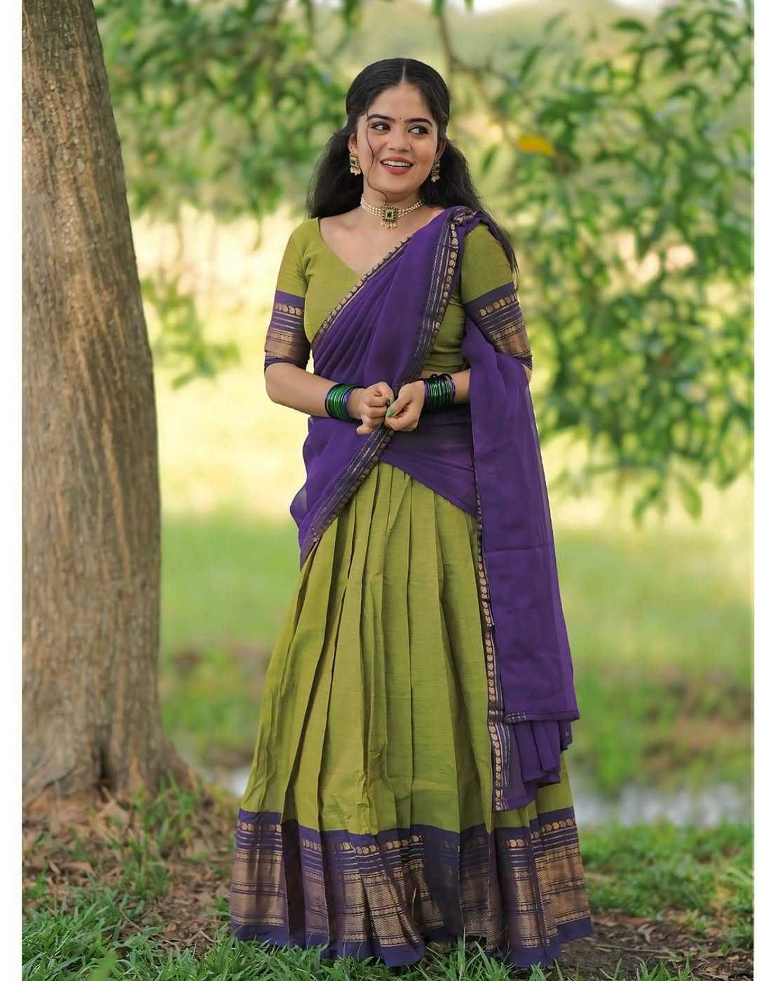Kanjivaram Silk Designer Lehenga in Green