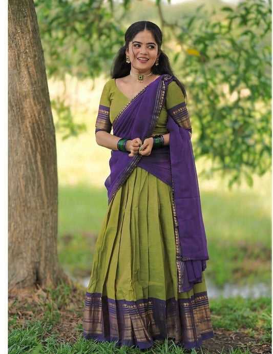 Kanjivaram Silk Designer Lehenga in Green