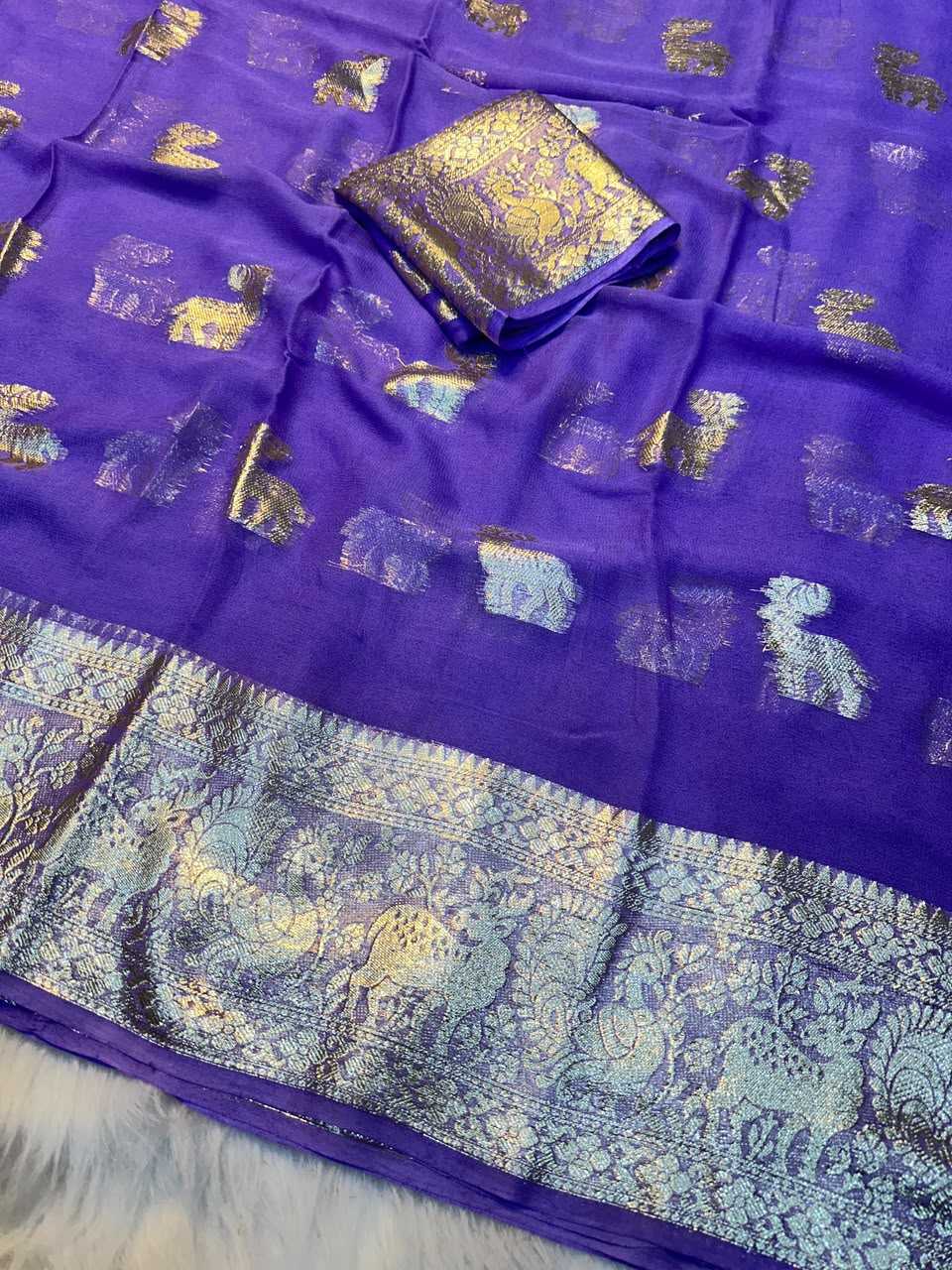 Viscouse Crushed Georgette Designer Saree
