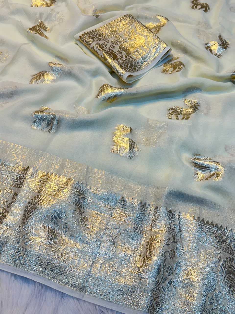 Viscouse Crushed Georgette Designer Saree