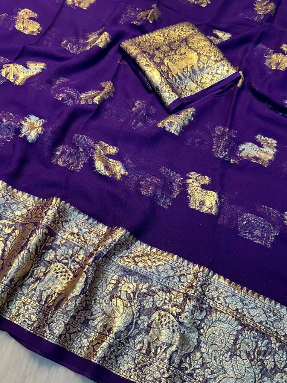 Viscouse Crushed Georgette Designer Saree