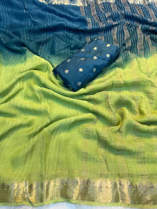 Ishita Premium Georgette Designer Saree in Fern Green