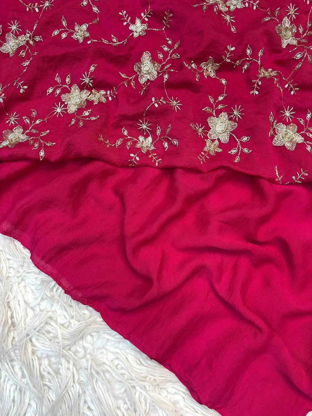 Meera Soft Gold Crush Sequence Saree