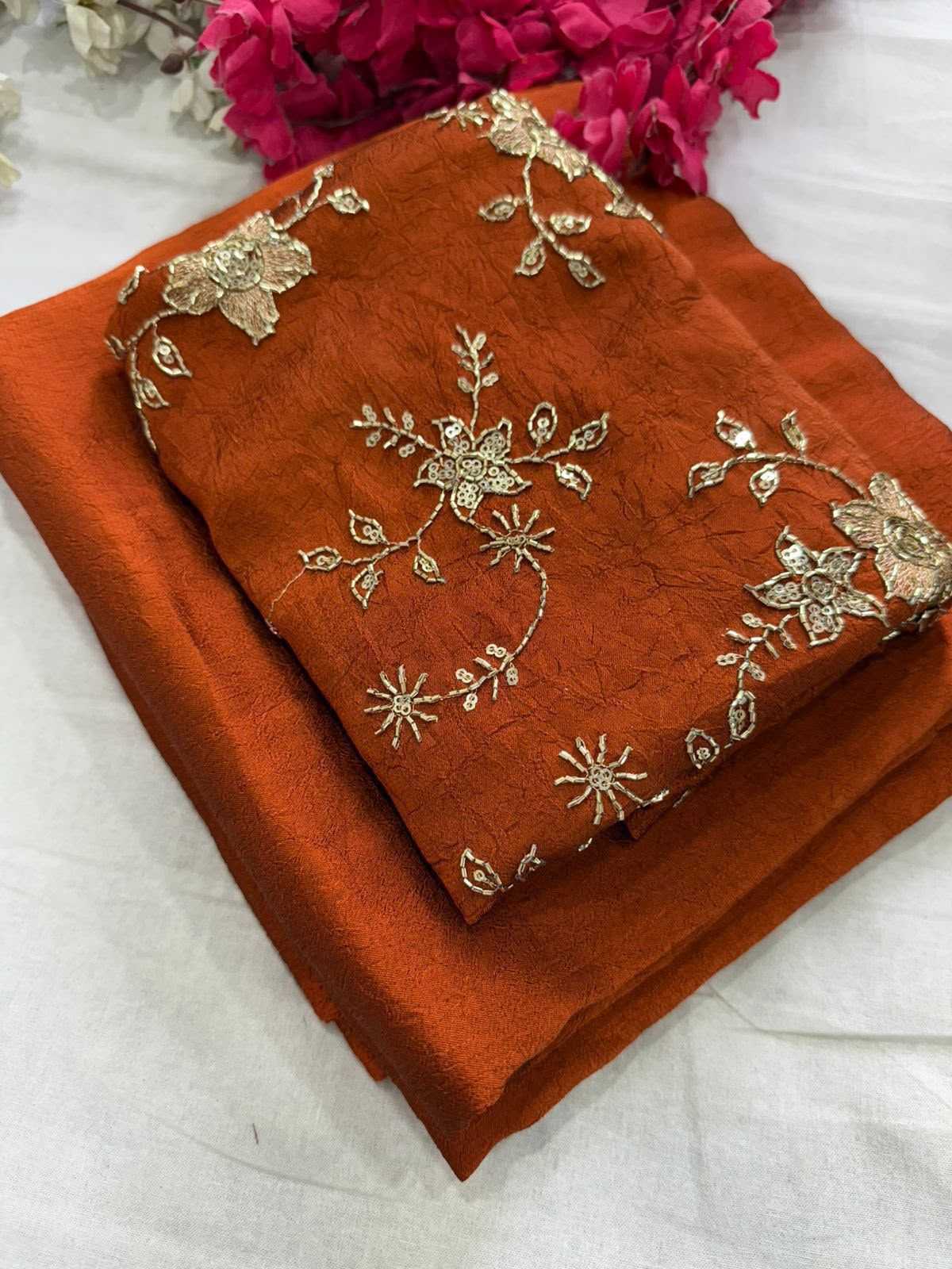 Meera Soft Gold Crush Sequence Saree