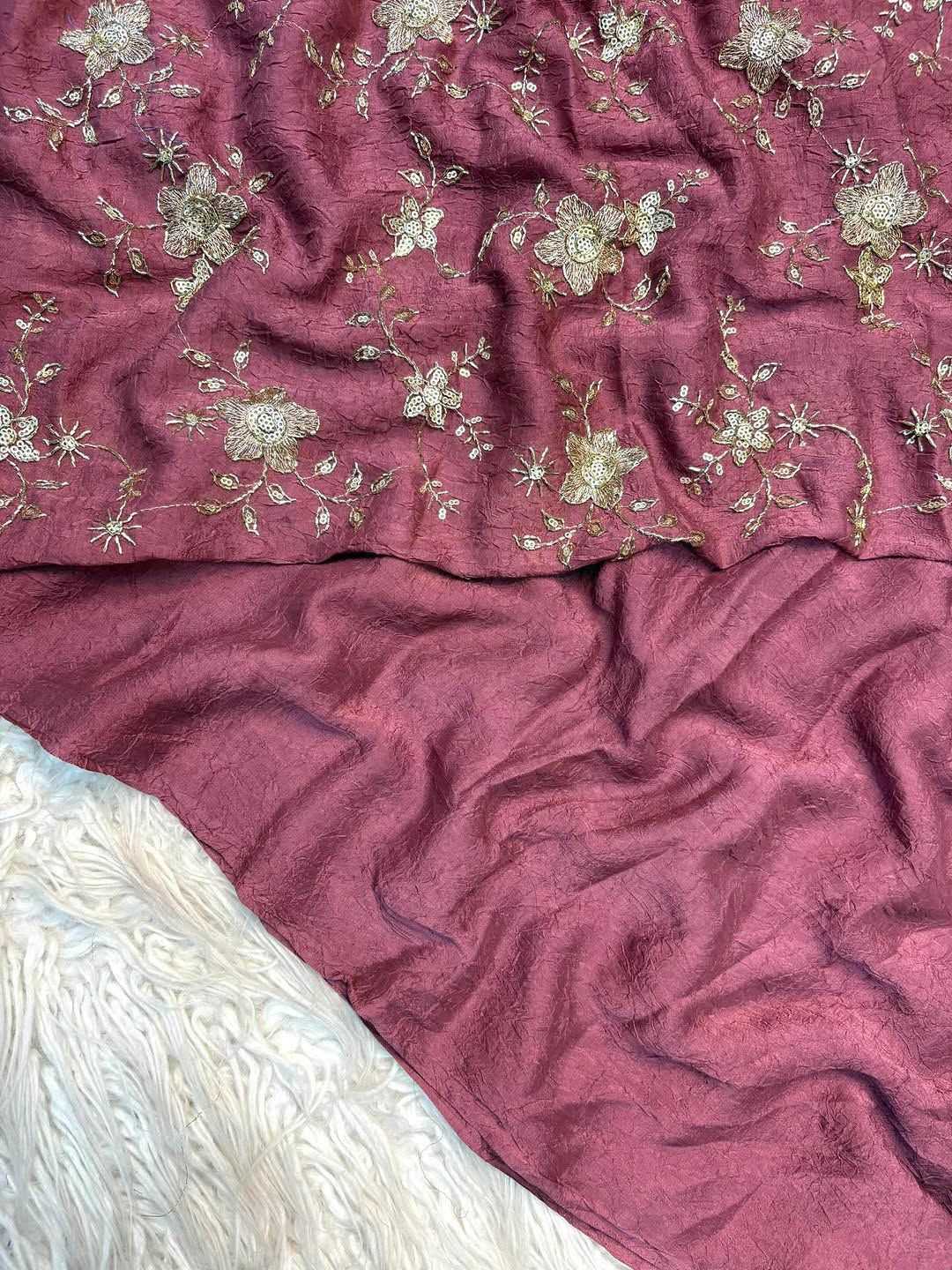 Meera Soft Gold Crush Sequence Saree