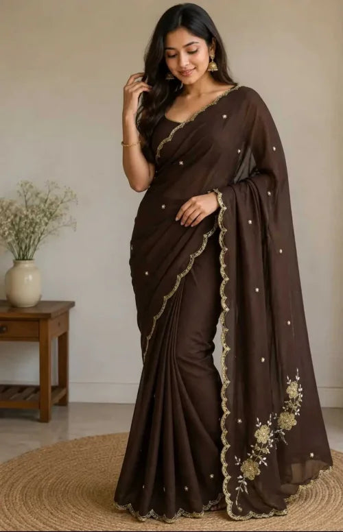 Radhika Soft Gold Crush Designer Saree