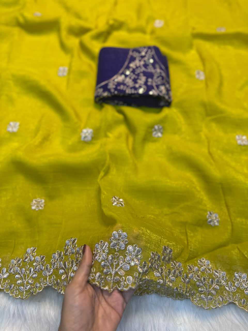 Crush Silk Embroidered Saree