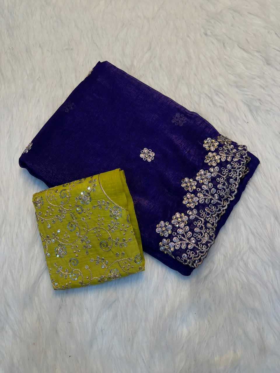 Crush Silk Embroidered Saree