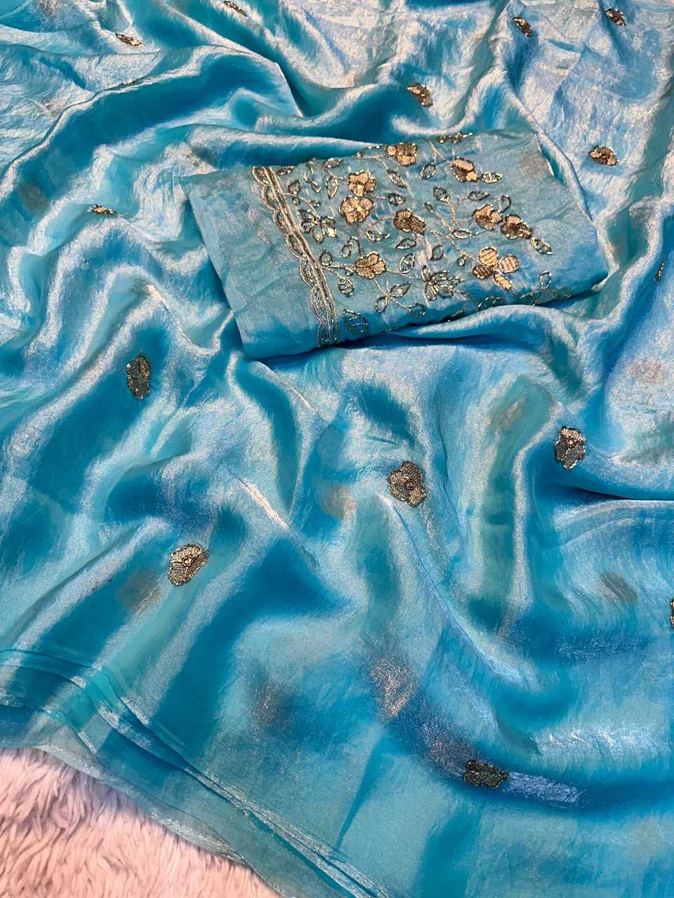 Satin Embroidered Saree