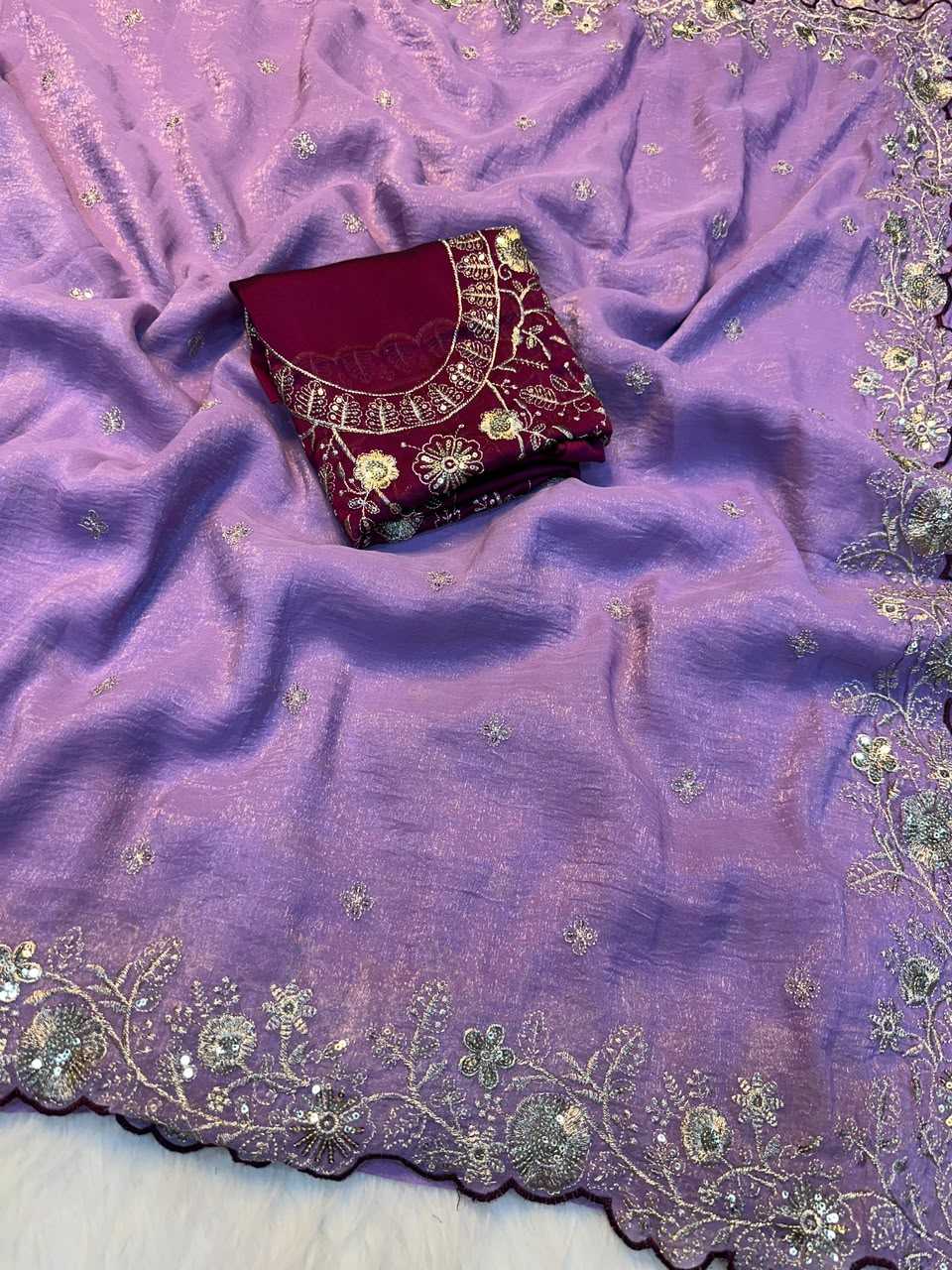 Viscouse Crushed Georgette Party Wear Saree