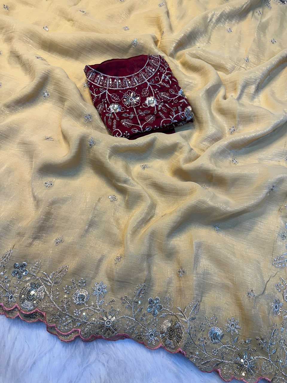 Viscouse Crushed Georgette Party Wear Saree