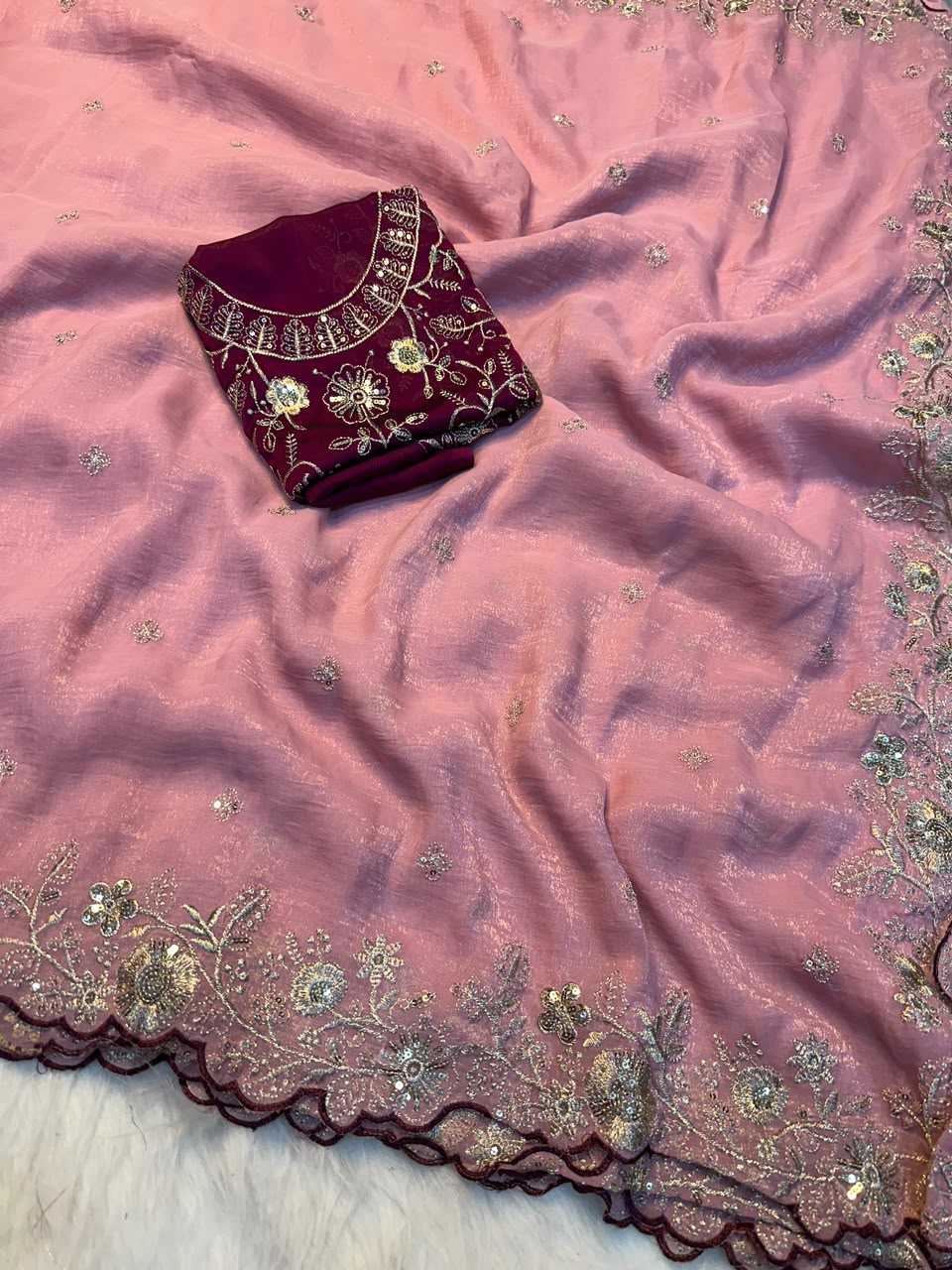 Viscouse Crushed Georgette Party Wear Saree