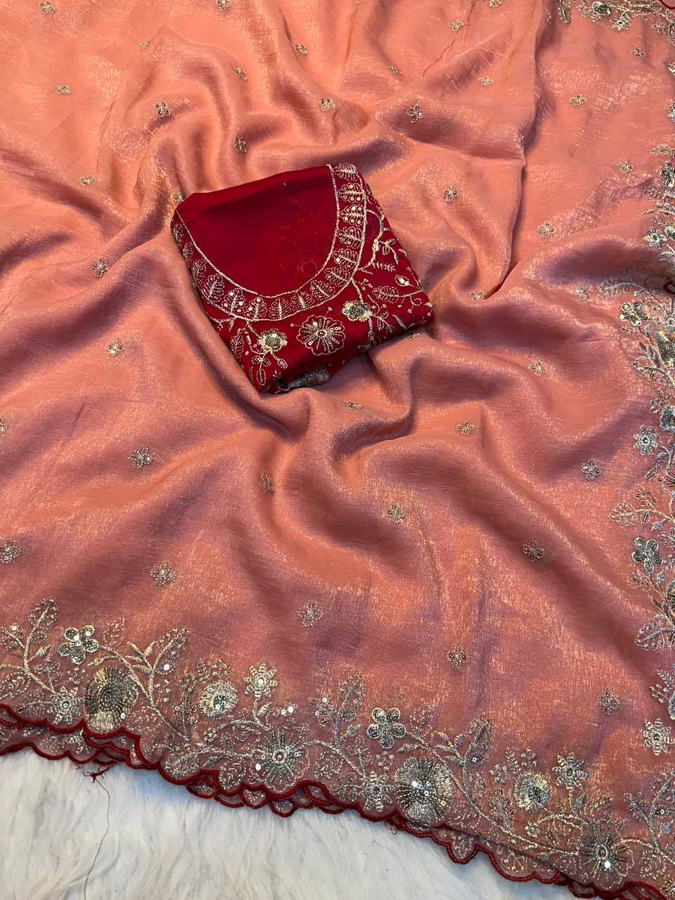 Viscouse Crushed Georgette Party Wear Saree